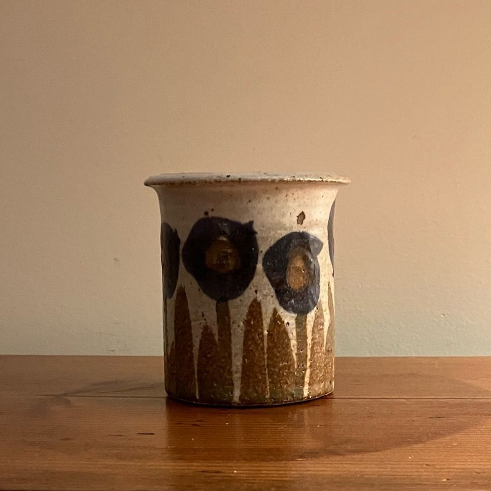 Stoneware Pottery Cup Vase Container - Picture 1 of 2